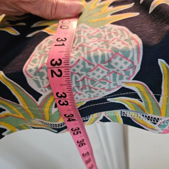 Simply Southern Small Pineapple Dress Navy Stretch Knit Sharkbite Hem Tropical - Picture 7 of 8